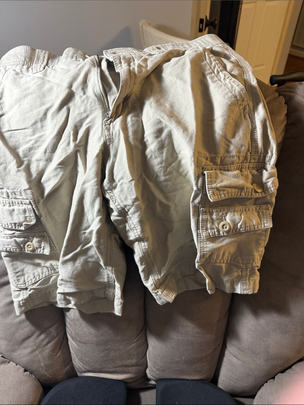 urban pipeline Men's Khaki Cargo Shorts with Button Flap Pockets